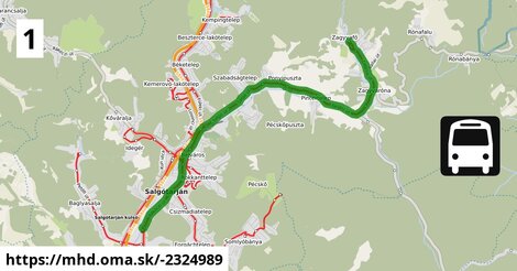 Bus 1: Helyi autóbusz-állomás = >  Zagyvaróna, Mátyás király út