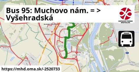 Bus 95: Muchovo nám. = >  Vyšehradská