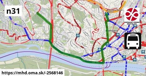 Bus N31: Cintorín Slávičie = >  Hlavná stanica