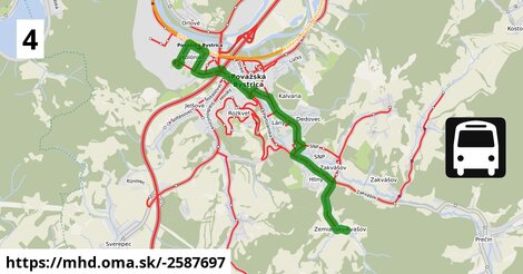 Bus 4: Aut.nástupište = >  Ul. Lánska = >  Zemiansky Kvašov