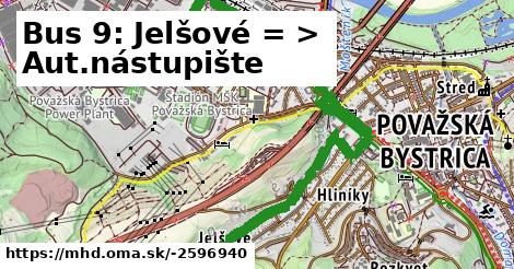 Bus 9: Jelšové = >  Aut.nástupište