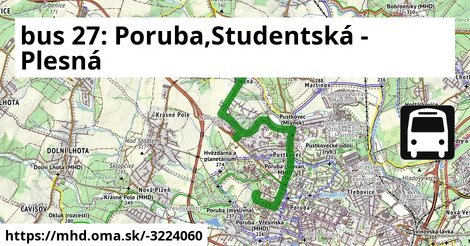 bus 27: Poruba,Studentská - Plesná