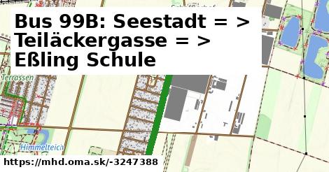 Bus 99B: Aspern Nord = >  Teiläckergasse = >  Eßling Schule