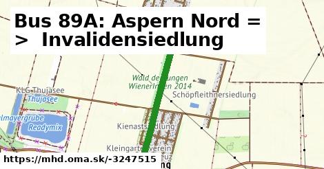 Bus 89A: Aspern Nord = >  Invalidensiedlung
