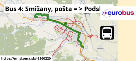 Bus 4: Smižany, pošta = >  Podskala