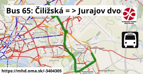 Bus 65: Stn. Vrakuňa = >  Jurajov dvor