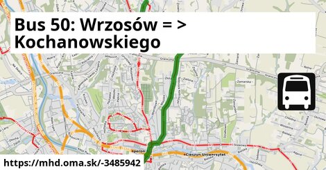 Bus 50: Wrzosów = >  Kochanowskiego