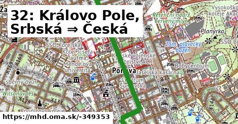 32: Královo Pole, Srbská ⇒ Česká