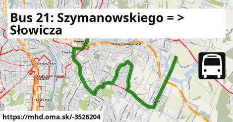 Bus 21: Szymanowskiego = >  Słowicza