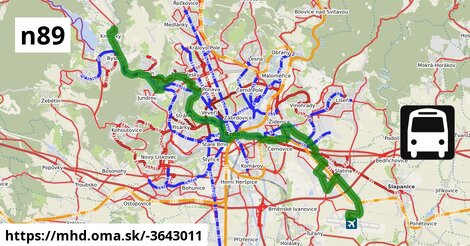 N89: Kníničky, U Luhu ⇒ Letiště Tuřany