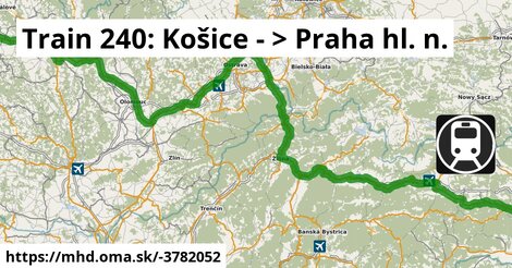 Train 240: Košice - >  Praha hl. n.