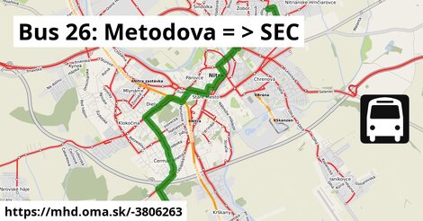 Bus 26: Metodova = >  SEC