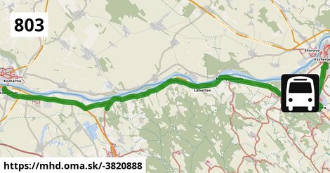 803 "C": Esztergom, vasútállomás = >  Dunaalmás, lakótelep = >  Komárom, autóbusz-állomás