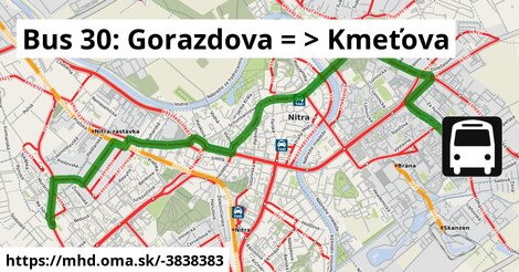Bus 30: Gorazdova = >  Kmeťova