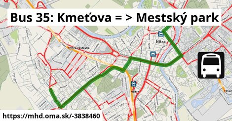 Bus 35: Kmeťova = >  Mestský park