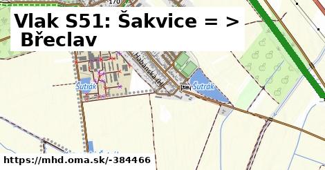Vlak S51: Šakvice = >  Břeclav