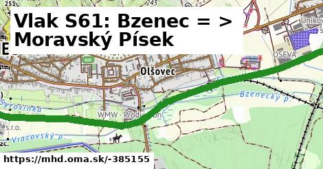 Vlak S61: Bzenec = >  Moravský Písek
