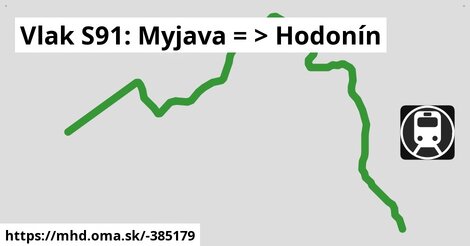 Vlak S91: Myjava = >  Hodonín