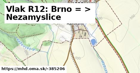 Vlak R12: Brno = >  Nezamyslice