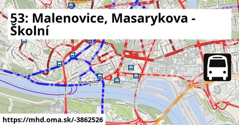 53: Malenovice, Masarykova - Školní