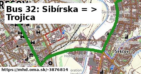 Bus 32: Sibírska = >  Trojica