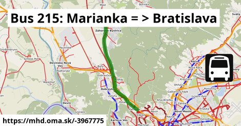 Bus 215: Marianka = >  Bratislava