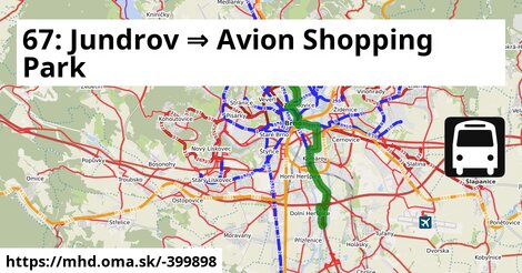 67: Jundrov ⇒ Avion Shopping Park