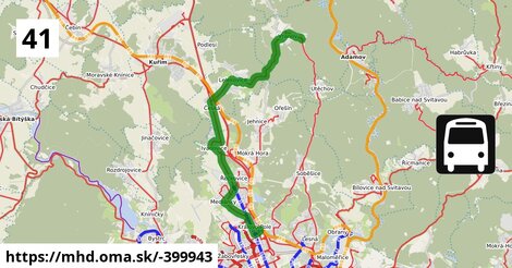 41: Královo Pole, nádraží ⇒ Vranov, myslivna