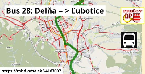 Bus 28: Delňa = >  Ľubotice