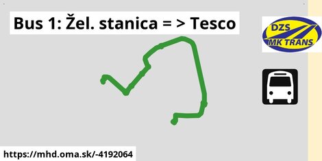 Bus 1: Žel. stanica = >  Tesco