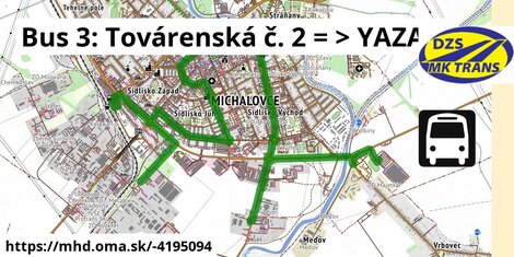 Bus 3: Továrenská č. 2 = >  YAZAKI