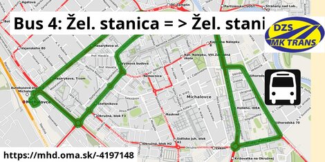 Bus 4: Žel. stanica = >  Žel. stanica