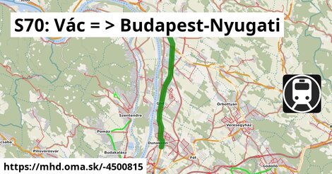 S70: Vác = >  Budapest-Nyugati