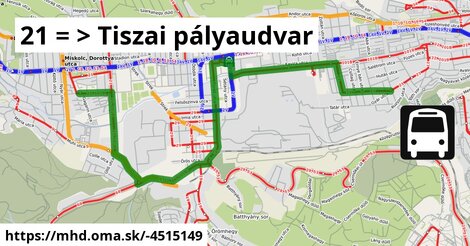 21 = >  Tiszai pályaudvar