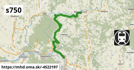 S750: Vác = >  Diósjenő = >  Sáferkút = >  Drégelypalánk = >  Balassagyarmat