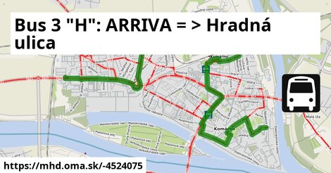 Bus 3 "H": ARRIVA = >  Hradná ulica