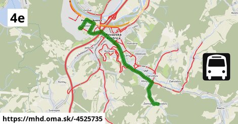 Bus 4E: Zemiansky Kvašov = >  Slovenských Partizánov = >  Aut.nástupište