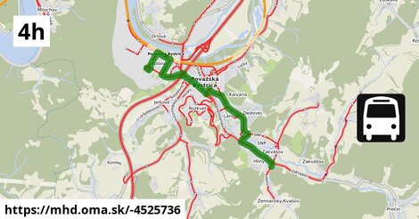 Bus 4H: Aut.nástupište = >  Ul. Lánska = >  Hliny,rázc.