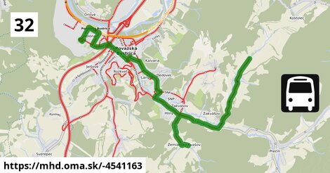 Bus 32: Aut.nástupište = >  Praznov,konečná