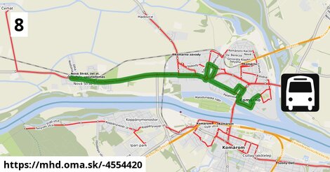 Bus 8 "G": Nová Stráž, pošta = >  Kaufland = >  Hotel Čajka = >  Lodenice = >  Vnútorná okružná, štadión