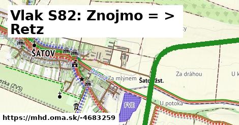Vlak S82: Znojmo = >  Retz