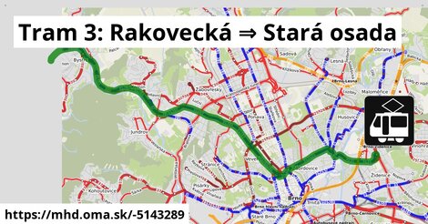 Tram 3: Rakovecká ⇒ Stará osada