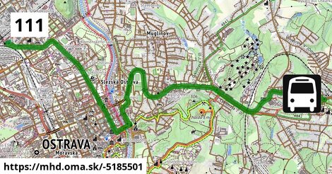 Trolleybus 111: Hlavní nádraží = >  Michálkovice