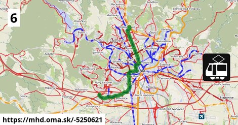 Tram 6: Královo Pole, nádraží ⇒ Starý Lískovec