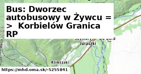 Bus: Dworzec autobusowy w Żywcu = >  Korbielów Granica RP