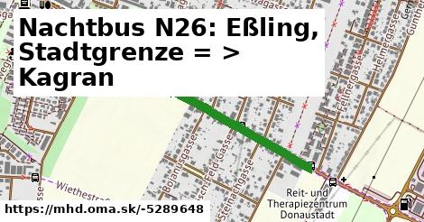 Nachtbus N26: Eßling, Stadtgrenze = >  Kagran