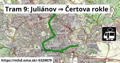 Tram 9: Juliánov ⇒ Čertova rokle