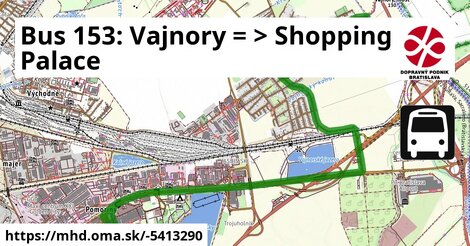 Bus 153: Vajnory = >  Shopping Palace