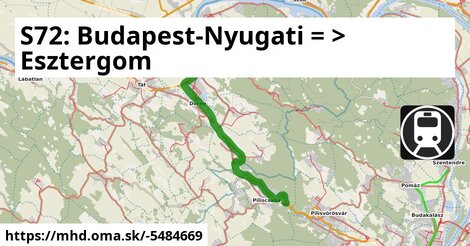 S72: Budapest-Nyugati = >  Esztergom