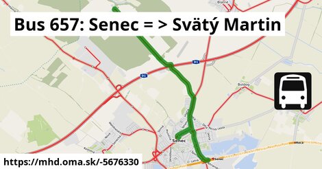 Bus 657: Senec = >  Svätý Martin